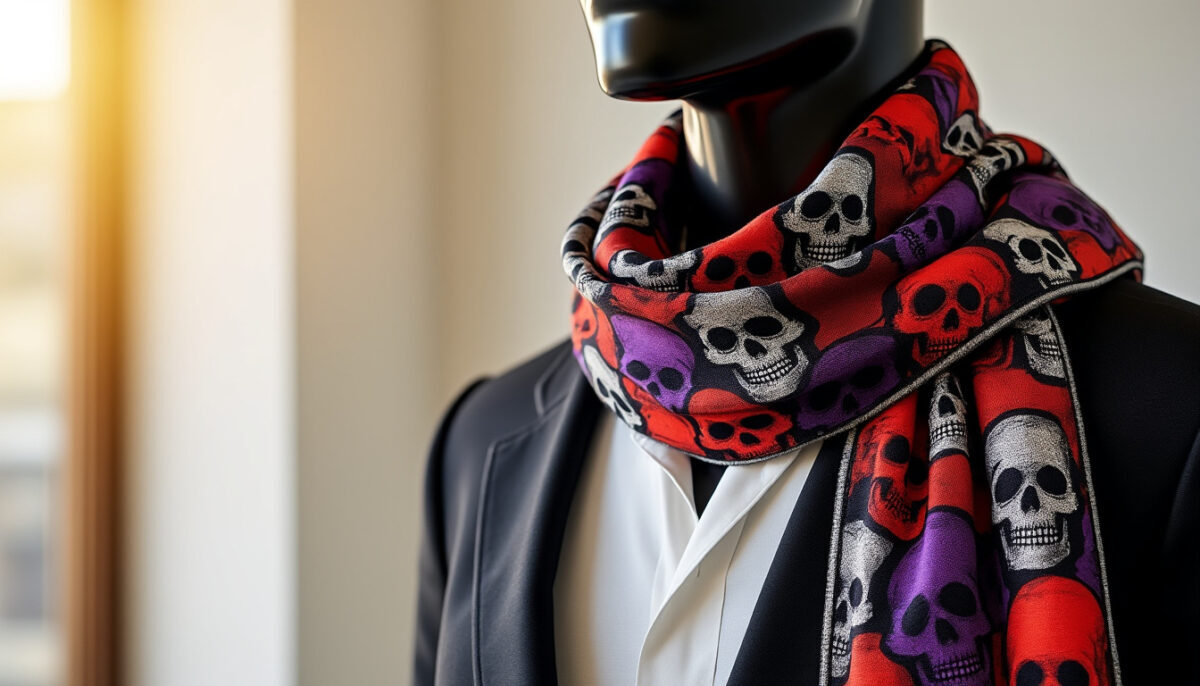 découvrez le foulard à motifs de têtes de mort, un accessoire emblématique de la mode 2006 qui fait son grand retour. adoptez cette tendance audacieuse et originale pour ajouter une touche rock à votre style quotidien!
