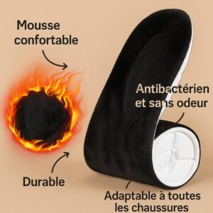 Semelles auto-chauffantes : confortables, durables, antibactériennes et sans odeur. Adaptables à toutes les chaussures.