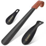 S29bb7afa0c474f219f328e9d5f265850L Trois chausse-pieds noirs Zomake de différentes tailles avec une boucle en cuir marron.