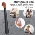 Sb62af3c7cd1a4242a92d9ba0d7e31d97K Chausse-pied long pour seniors, aide à l'autonomie et à l'enfilage facile des chaussures.